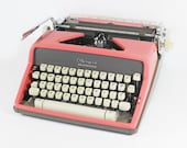 Vintage Pink Olympia DeLuxe SM-7 Manual Typewriter