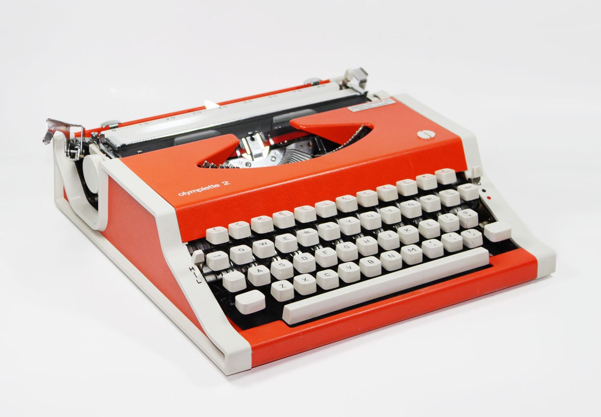 Bright Orange Olympiette Typewriter with Case