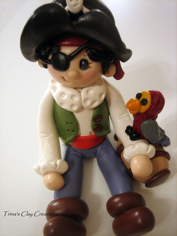 Polymer Clay Little Pirate with Parrot