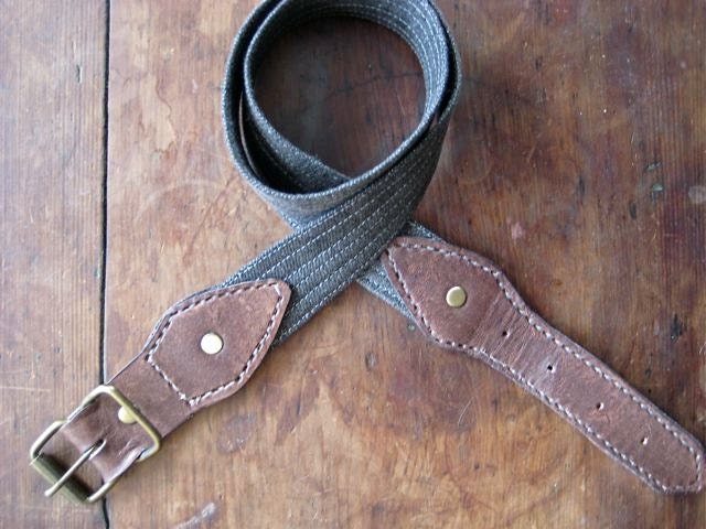 Grey Denim and Leather Belt // Hand Stitched // Made to Measure