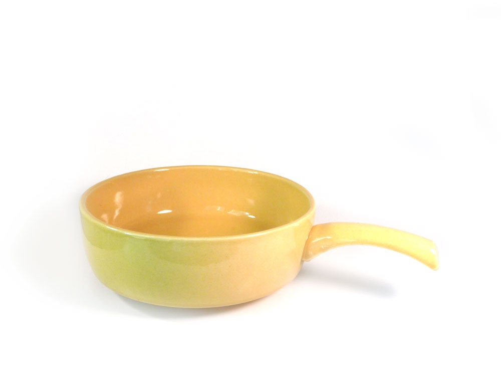 Bright yellow ceramic skillet