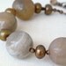 Moroccan Agate, Bronze Fresh Water Pearl, Antiqued Copper, Adjustable Bracelet