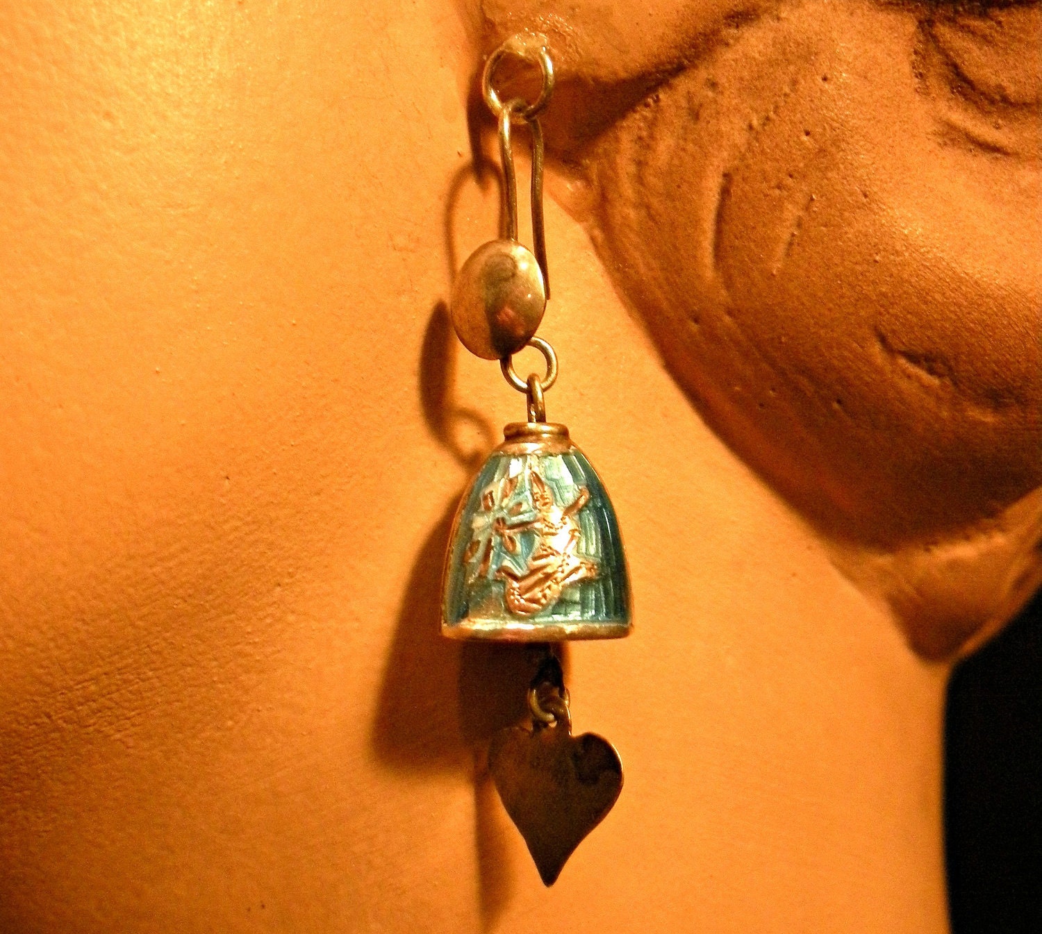 Silver Siamese Tinkling Bell Earrings