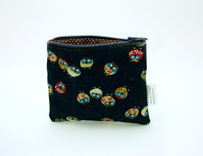 Playful Blue Owls - Kawaii Coin Purse
