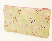 Japanese Maneki Neko Cat - Kawaii Zipper Pouch - Japanese Fabric