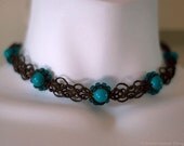 Turquoise Flower Handwoven Choker