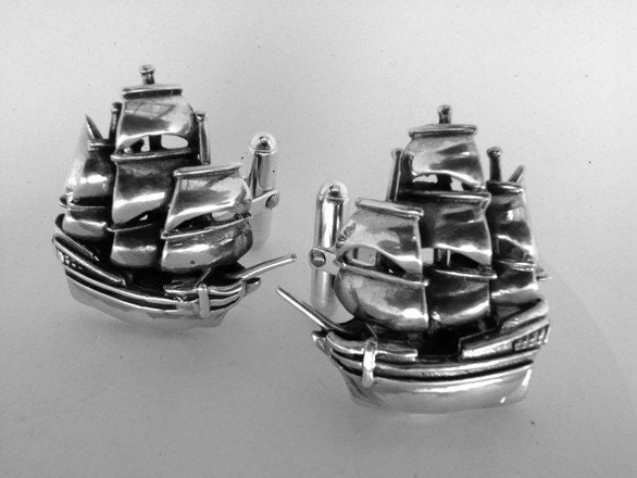 Sterling Silver Sailing Ship Cufflinks