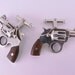 Sterling Silver Revolver Cufflinks with Wooden Handles