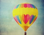 Balloon hearts photo, colourful hot air balloon, love heart, happy, nursery art, home decor 8x8 fine art  print . Buy one get one free sale