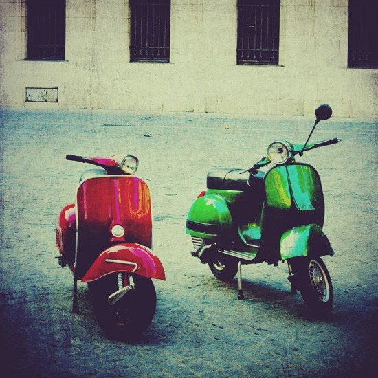 Pair of Vespas - 8x8 fine art photo print BOGO SALE