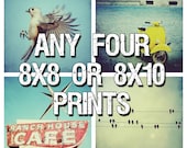 Set of four 8x8 or 8x10 photo art prints