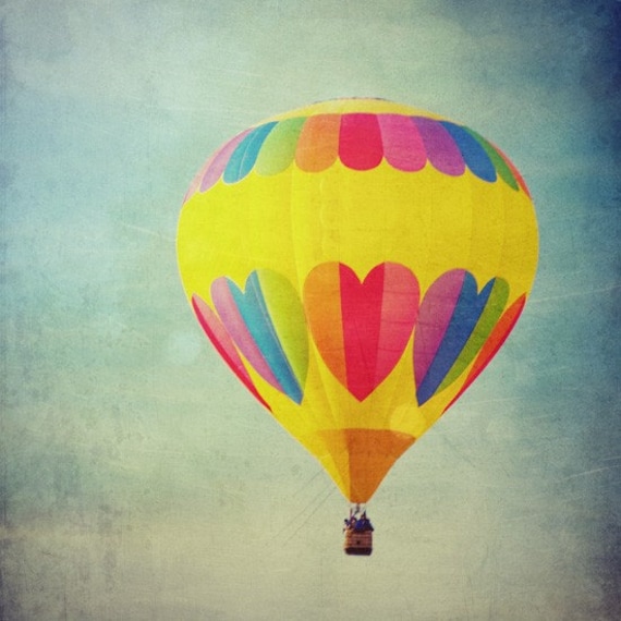 Balloon hearts photo, colourful hot air balloon, love heart, happy, nursery art, home decor 8x8 fine art print . Buy one get one free sale