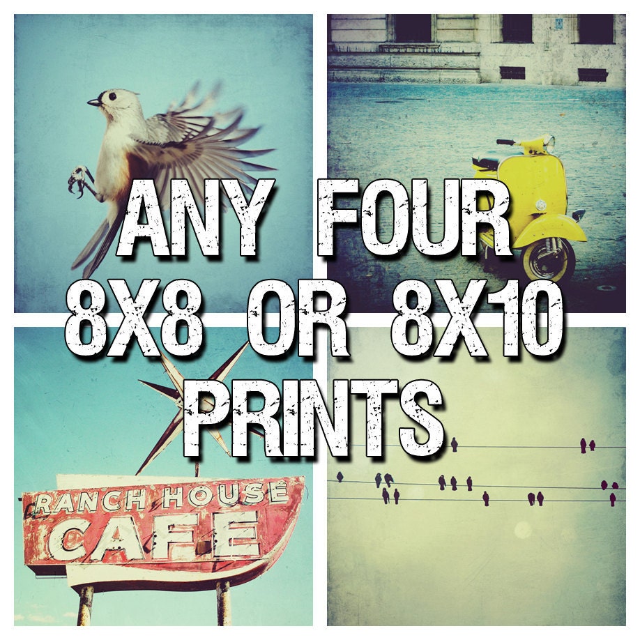 Set of four 8x8 or 8x10 photo art prints