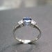 Engagement Ring with Diamond and blue Sapphire in 14K White Gold
