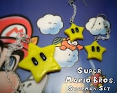 Starman Necklace and Earring Jewelry Set - Super Mario Bros - Nintendo - A Portion of the Proceeds Go To Charity