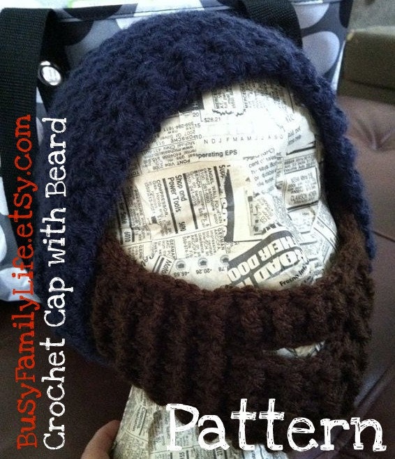 PATTERN Crochet Cap with Removable Beard - Christmas - Dad - Brother - Boyfriend - Husband