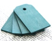 Hand-Stained Mini Wooden Gift Tags - Peacock Blue