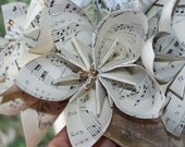 Vintage Sheet Music Paper Flowers Bouquet - 10 Kusudama Flowers With Stamens and Stems