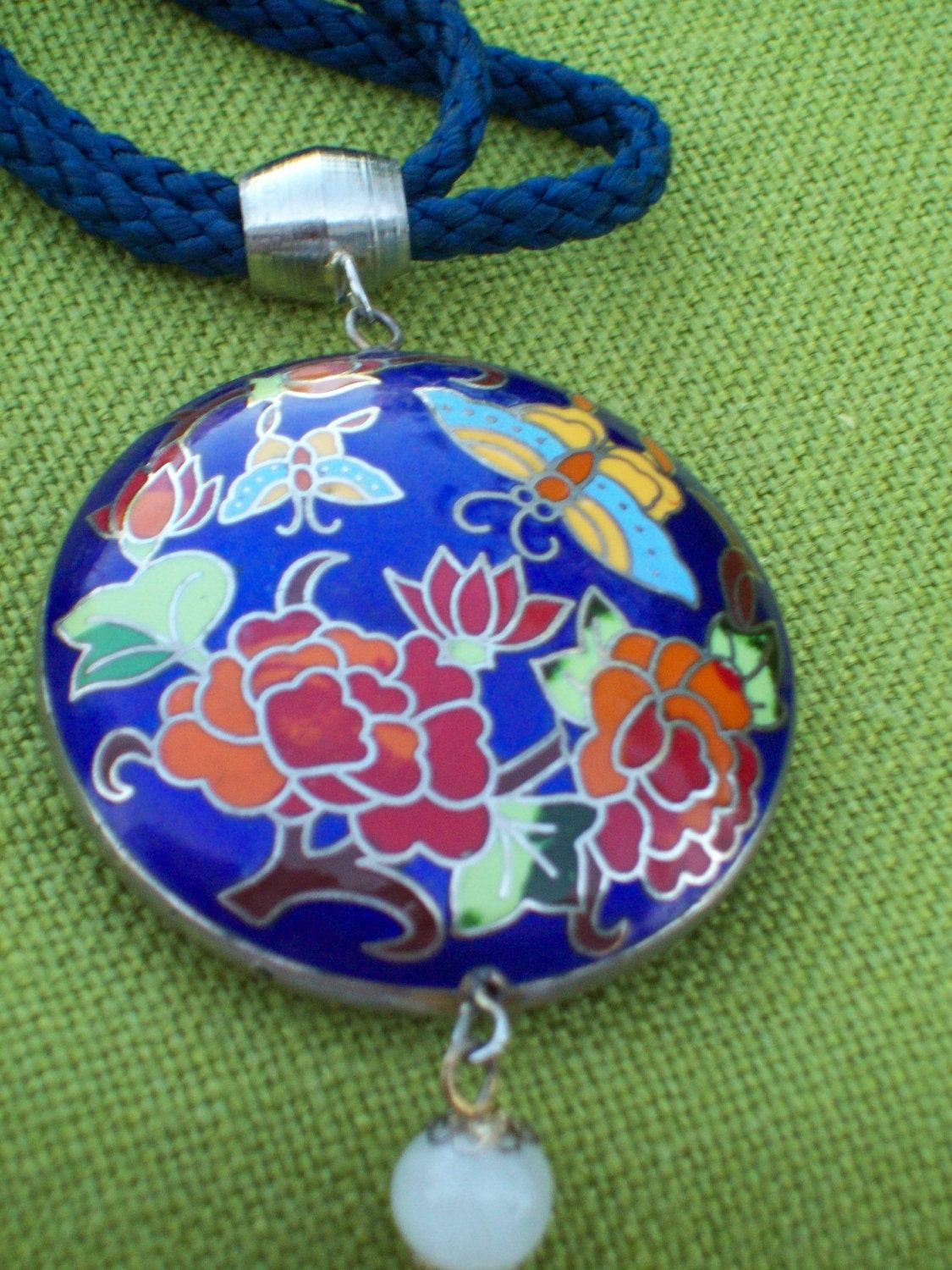 Vintage Cloisonne Butterfly Necklace