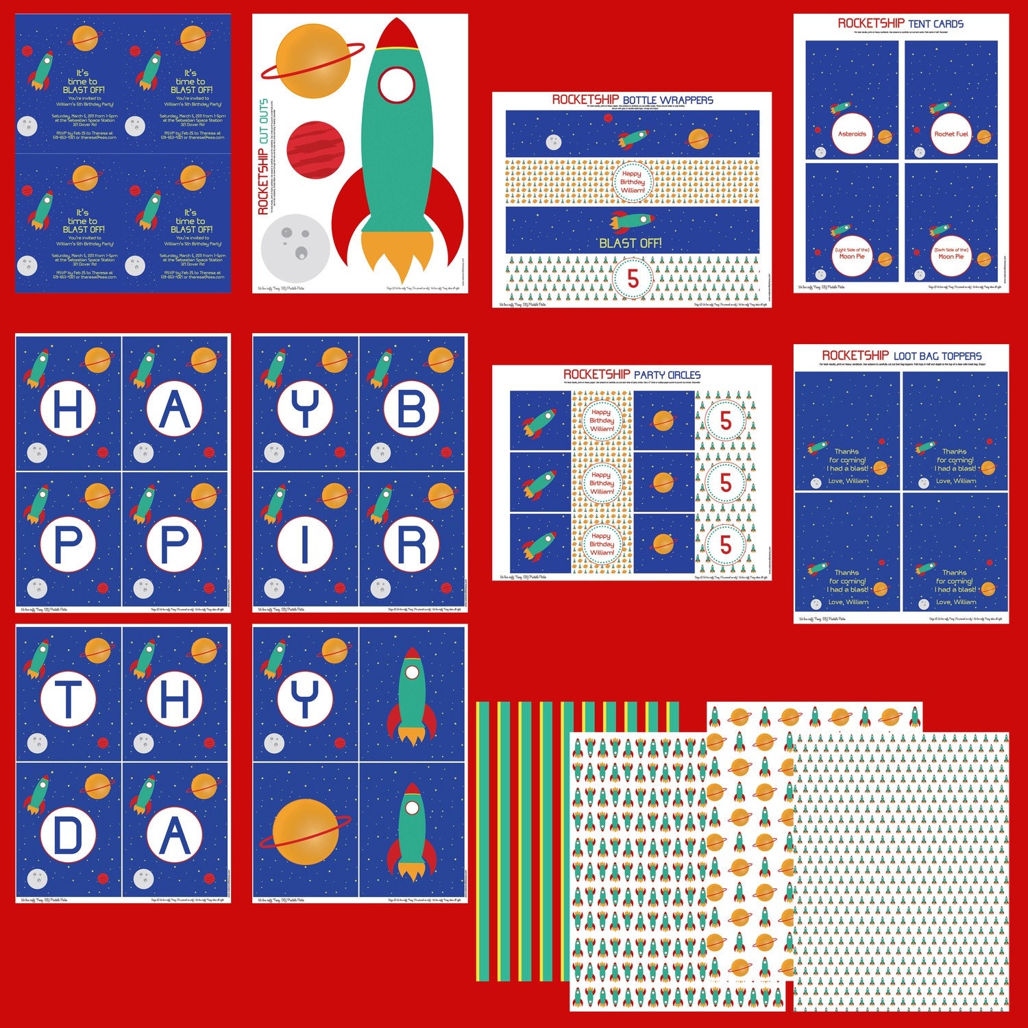 Rocketship Collection - DIY Printable Parties