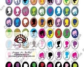 18 x 25mm Oval Cameo Lady Sillouette Digial Sheet Collage Unlimited Printable Graphics