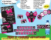 SALE -  Printable Minnie Mouse Inspired Zebra Print  Party Pack - Sale TODAY ONLY