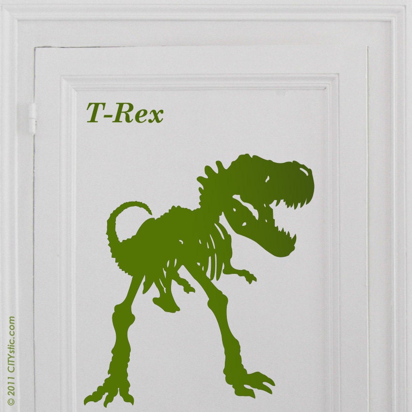 DINOSAUR - WALL DECAL : Tyrannosaurus Rex (aka T-Rex) Skeleton Jurassic Park Style