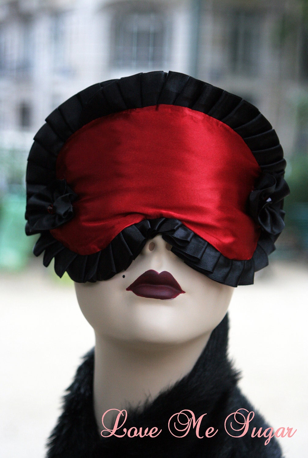 Red Vixen Sleep mask Blindfold with Swarvoski Crystals by Love Me Sugar Paris on Etsy