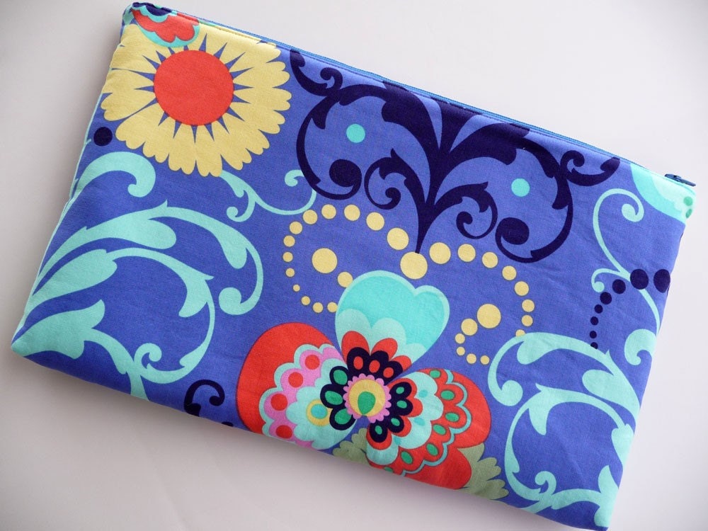 Laptop Sleeve - Fits 11 Inch Macbook Air - Amy Butler Paradise Garden in Periwinkle