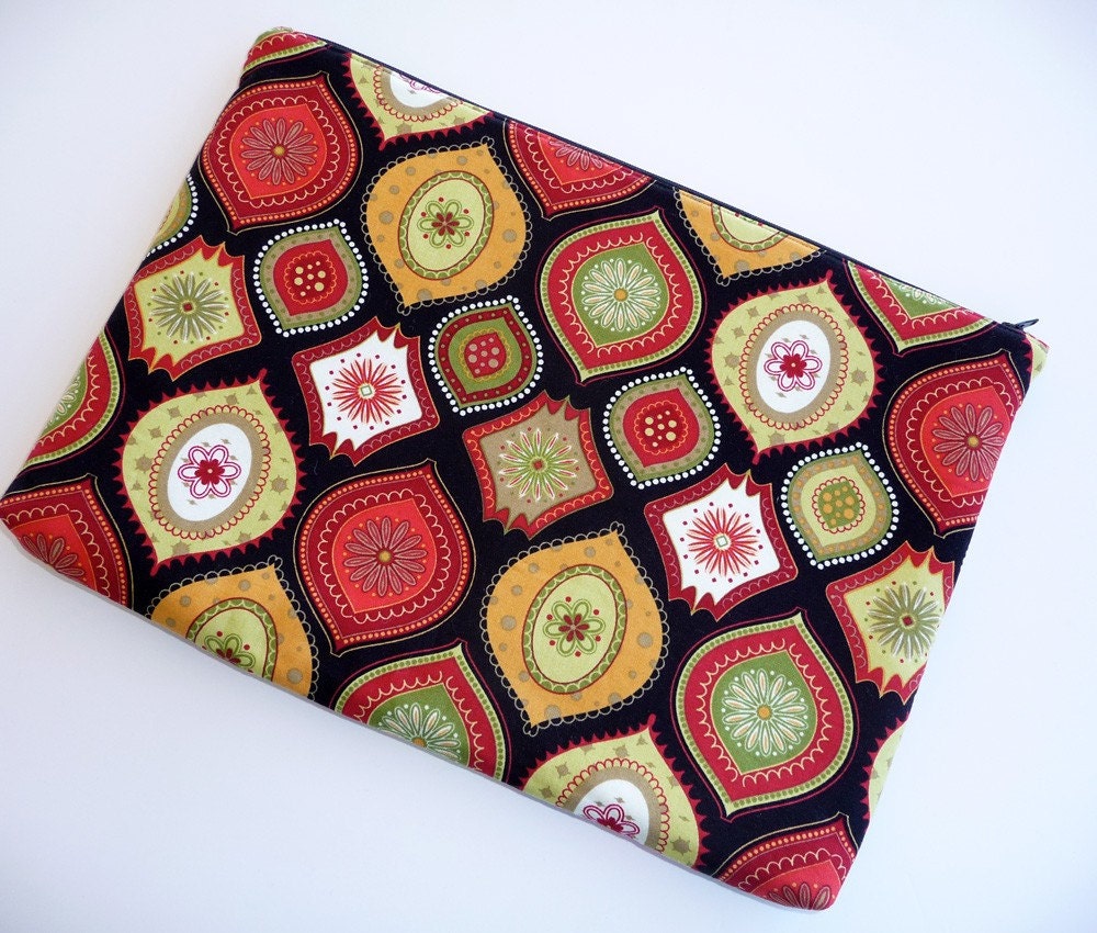 15 inch Laptop Sleeve, Padded Laptop Sleeve, Laptop cover, Laptop case fits MacBook Pro - Ornaments in Black