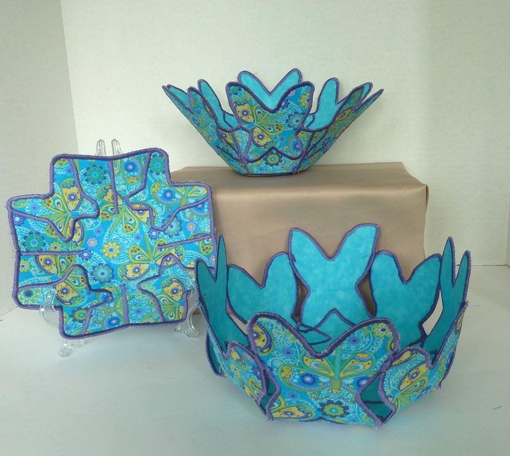 Spring butterfly fabric bowl set original design