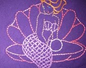 Hand-embroidered Water Baby mermaid receiving blanket