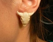 Hand Carved BONE Western Cowgirl Earrings