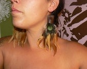 Leather and Feather Earrings - Strawberry Blond