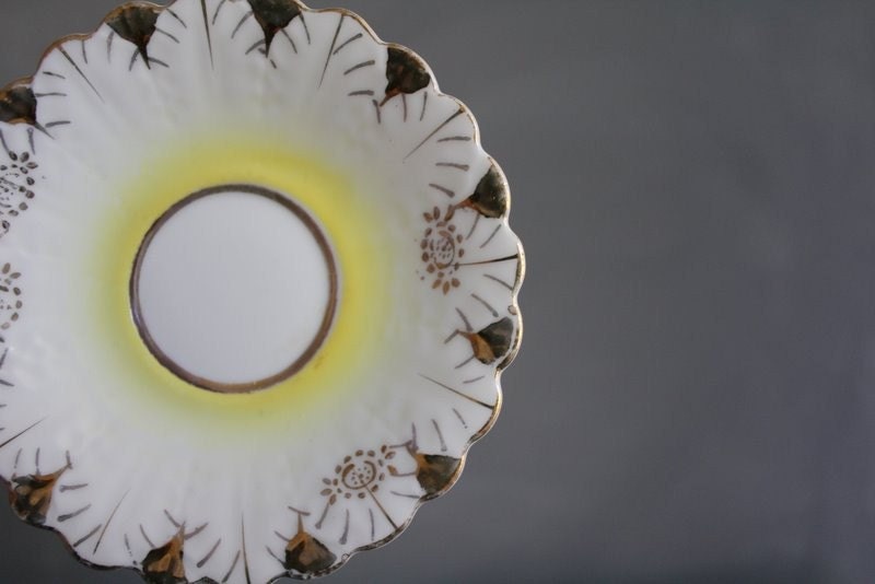 Vintage Hand Painted  Gold and Yellow Saucer  - Made in Occupied Japan
