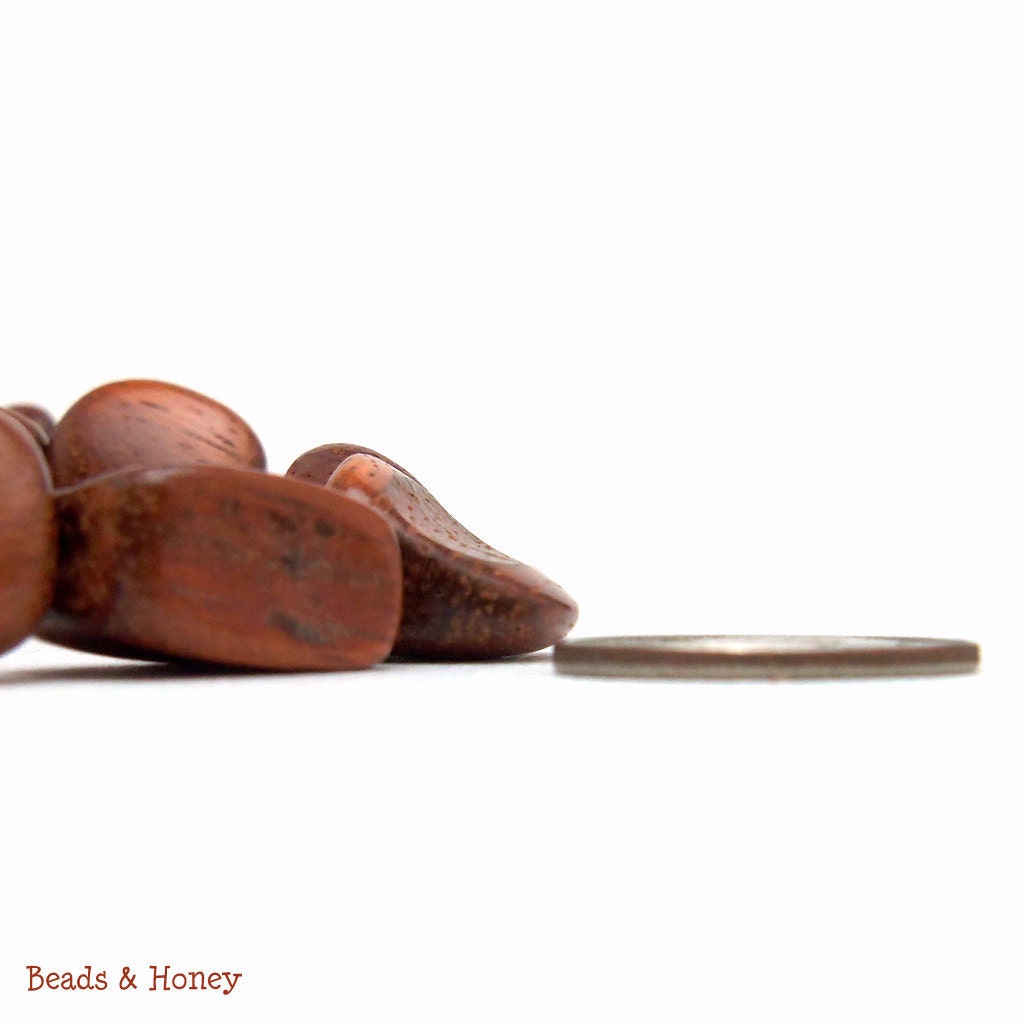 Bayong, Natural Wood Beads, Pinched Cut, Irregular, Smooth, 15-20mm, Full Strand, 28-29pcs - ID 1037