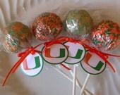 Cake Pops - Miami Hurricanes Tailgate Graduation Birthday Cake Pop Favors
