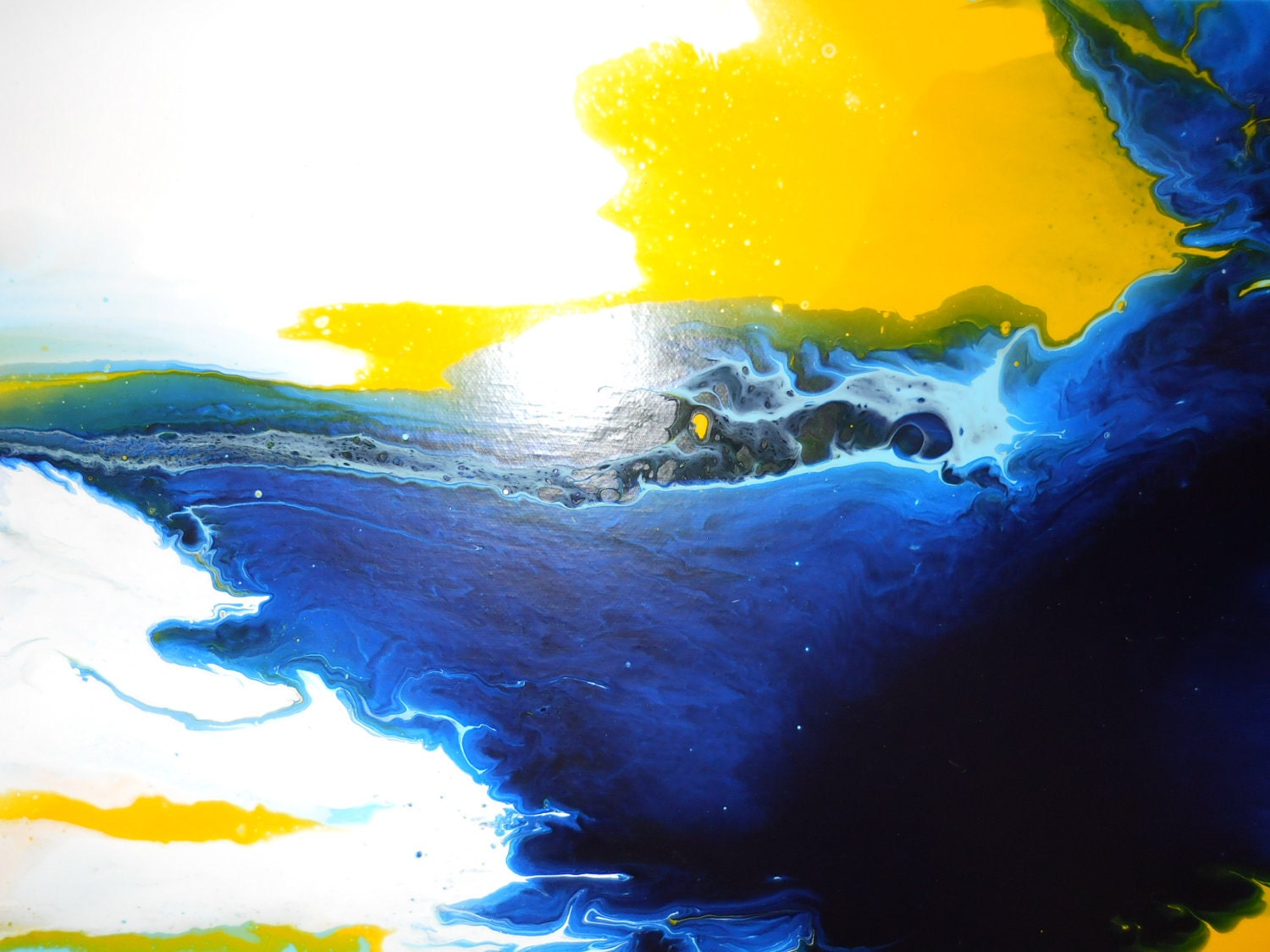 Original Abstract Painting Signed Modern Art - LIQUID ART Technique