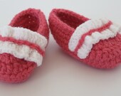 Baby's First Ballet Shoes in Bright Coral with a White Ruffle
