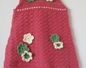 Little Girls Crocheted Jumper in Bright Coral