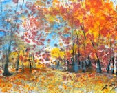 Batik Style/New England Fall-Scape L-No.1, limited edition of 50 fine art giclee prints