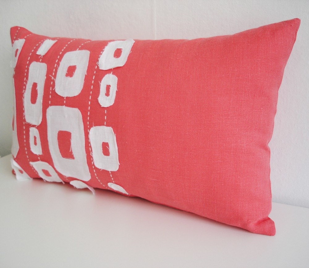 Sukan / Pink Linen Pillow Cover - 12x20 inch
