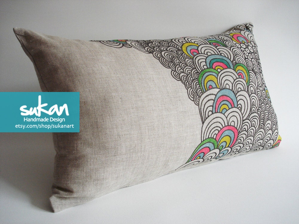 Sukan /  CUSTOM ORDER Pillow Cover - Pen Hand Drawing Pillow Cover - 12x20
