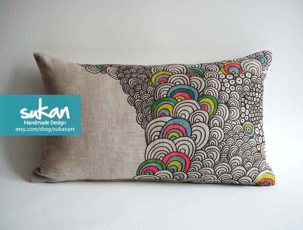Sukan /  CUSTOM ORDER Pillow Cover - Pen Hand Drawing Pillow Cover - 12x20