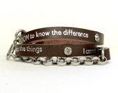Serenity Prayer Leather Wrap Bracelet Serenity Prayer Jewelry Inspirational Jewelry Spiritual Jewelry Leather Bracelet BROWN SILVER