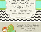 Custom Cookie Exchange Party INVITE(Black Chevron)- Printable PDF