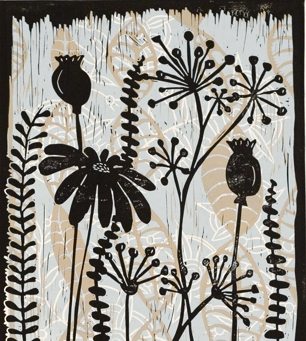 Meadow a color linocut by Mariann Johansen-Ellis M2