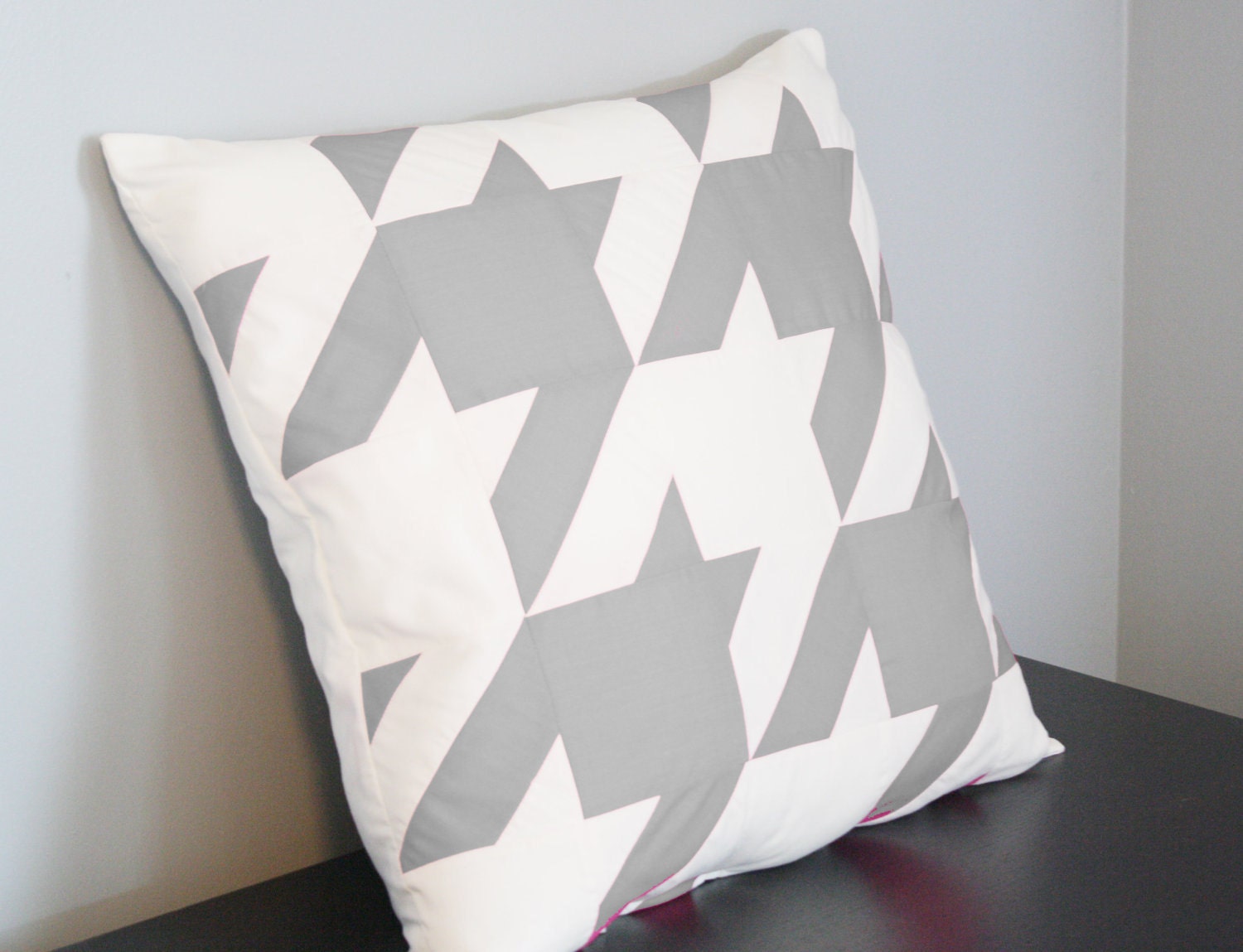 Houndstooth Pillow Cover in Gray and Ivory -- Any Size, Other Colors Available