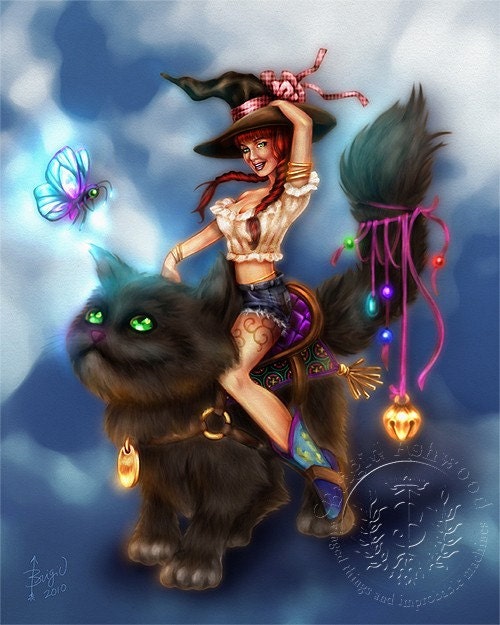 Witchen Kitsch - pin up witch signed art print - Brigid Ashwood