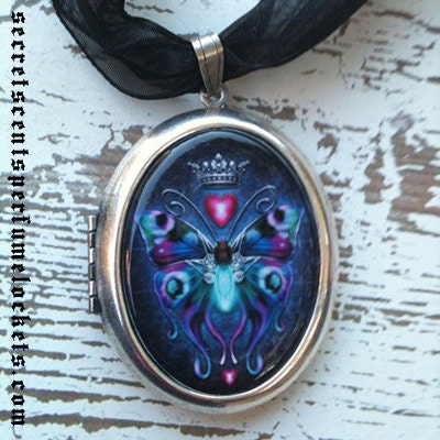 Perfume Locket Pendant  - Victorian Steampunk 'Steam Butterfly'